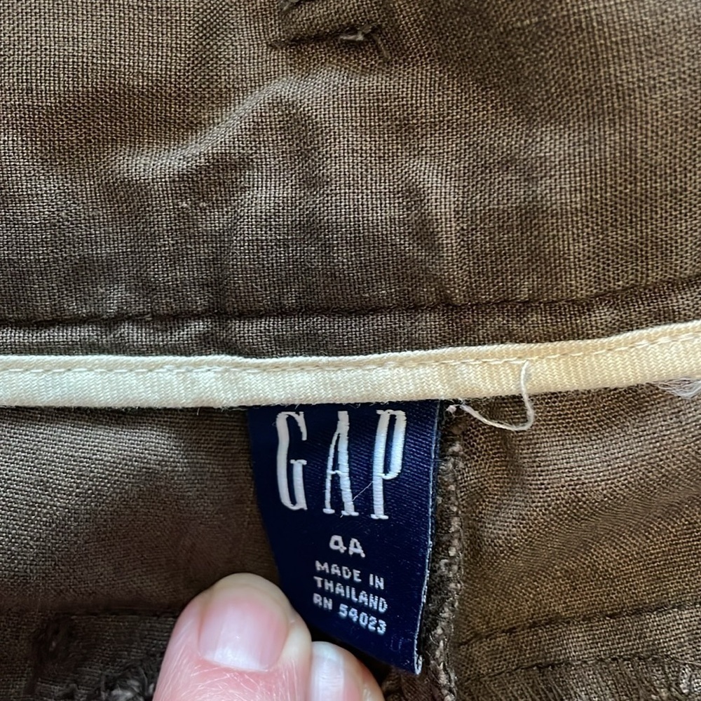 GAP Women’s 4A Chocolate Brown Linen Blend Cuffed Pants Preppy Academia y2k - Picture 9 of 10